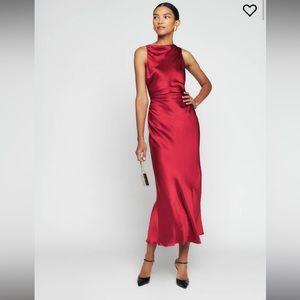 NWT Reformation Casette Silk Dress in Sangre